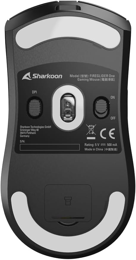 Sharkoon FIREGLIDER One Gaming-Maus, Kabelgebunden und Kabellos, Dual-Mode