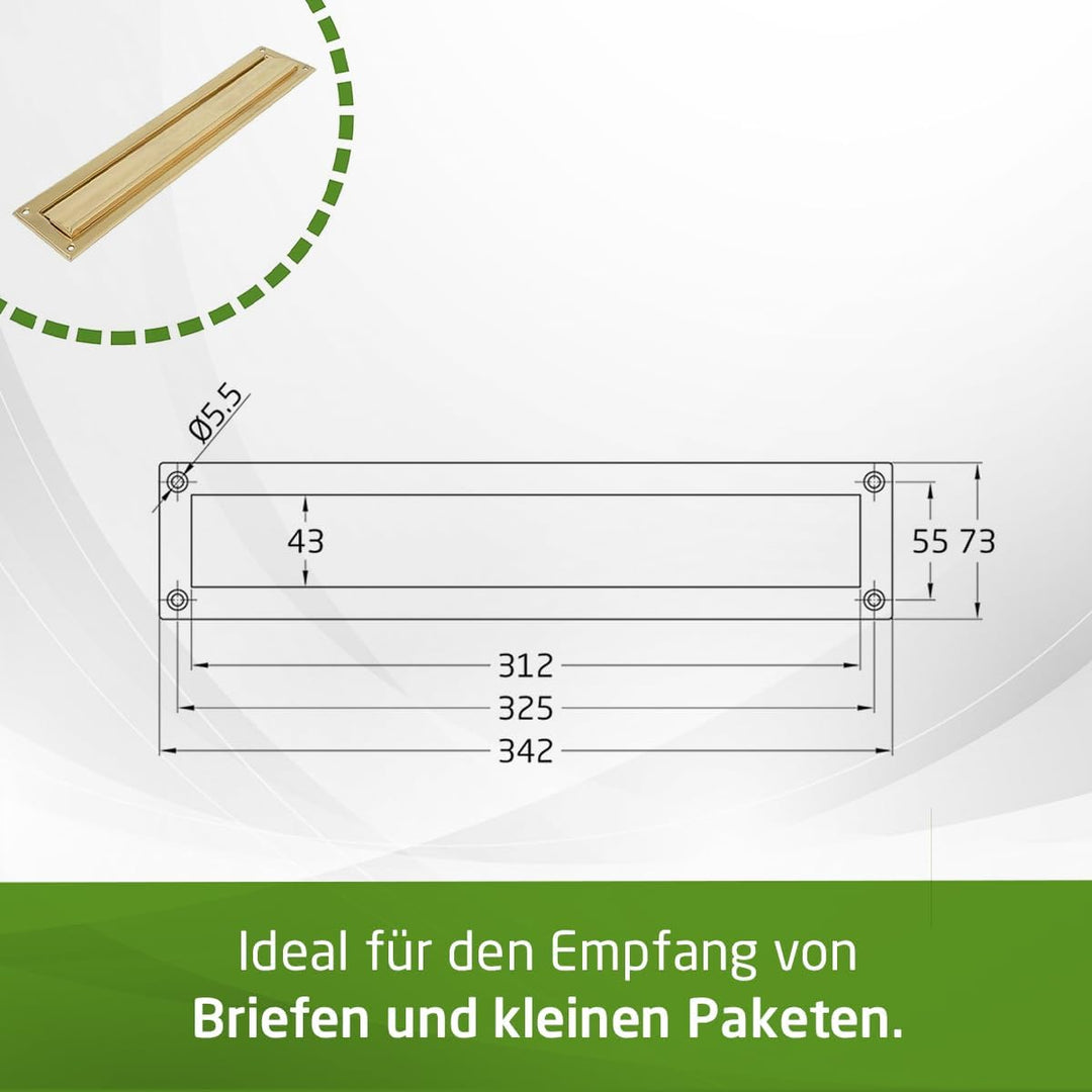 Amig - Briefschlitz für Briefkasten | Für Innen- und Aussenwände oder -Türen | Briefeinwurf aus Edel