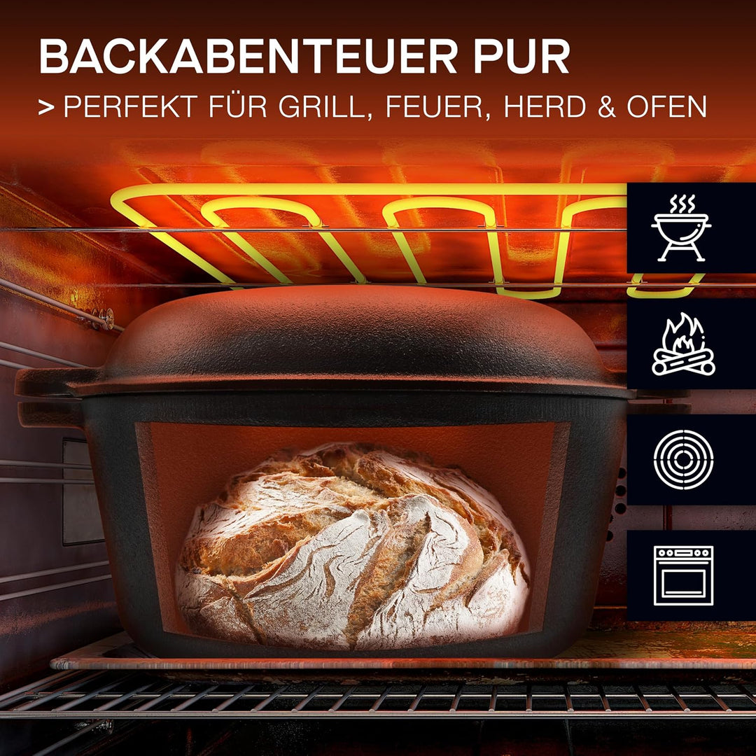 besok Brotbacktopf - Gusseisen Brot Backen Topf - Brotbackform mit Deckel - Induktion - Brottopf zum