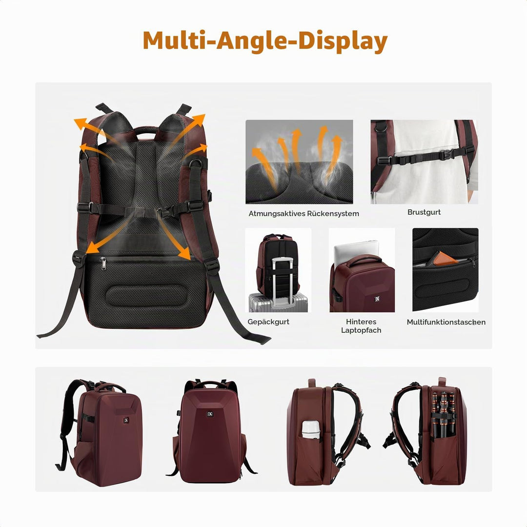 K&amp;F CONCEPT Kamerarucksack Fotorucksack mit Hartschale Kameratasche mit 15,6-Zoll-Laptopfach und Reg