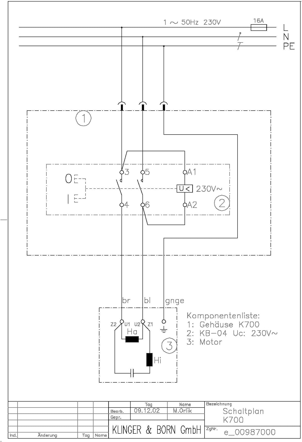 Starter Schalter 1Ph-230V/3kW Unterspannungsauslösung