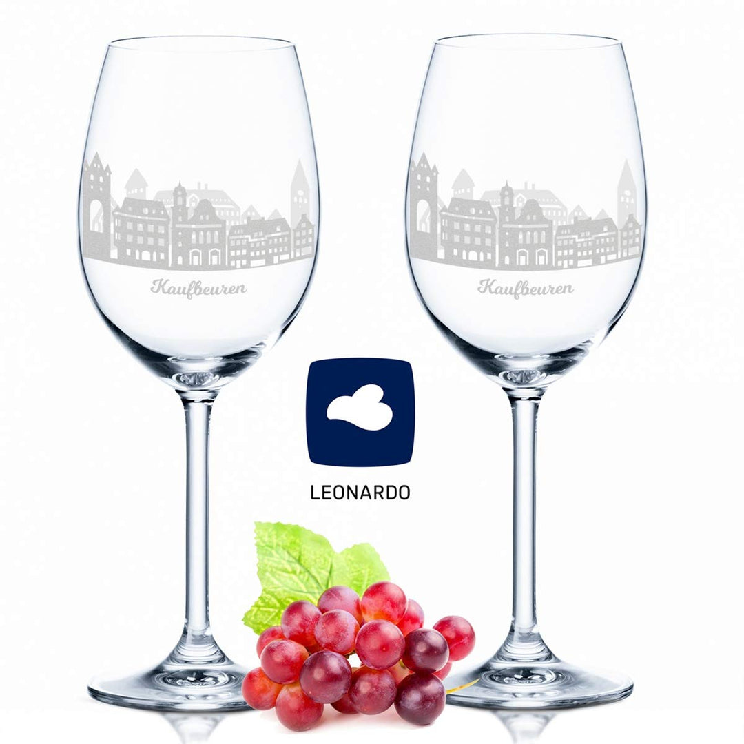 Leonardo Weingläser mit Gravur – Kaufbeuren Geschenk im 2er Set - Weingeschenk - Souvenir Andenken &