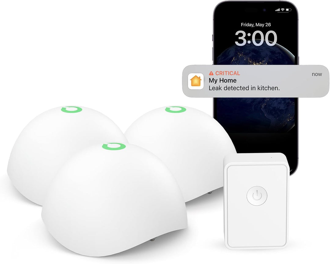 Meross Smart Wassermelder WLAN Wasseralarm 3St. für HomeKit, Wassersensor mit Hub kompatibel mit App