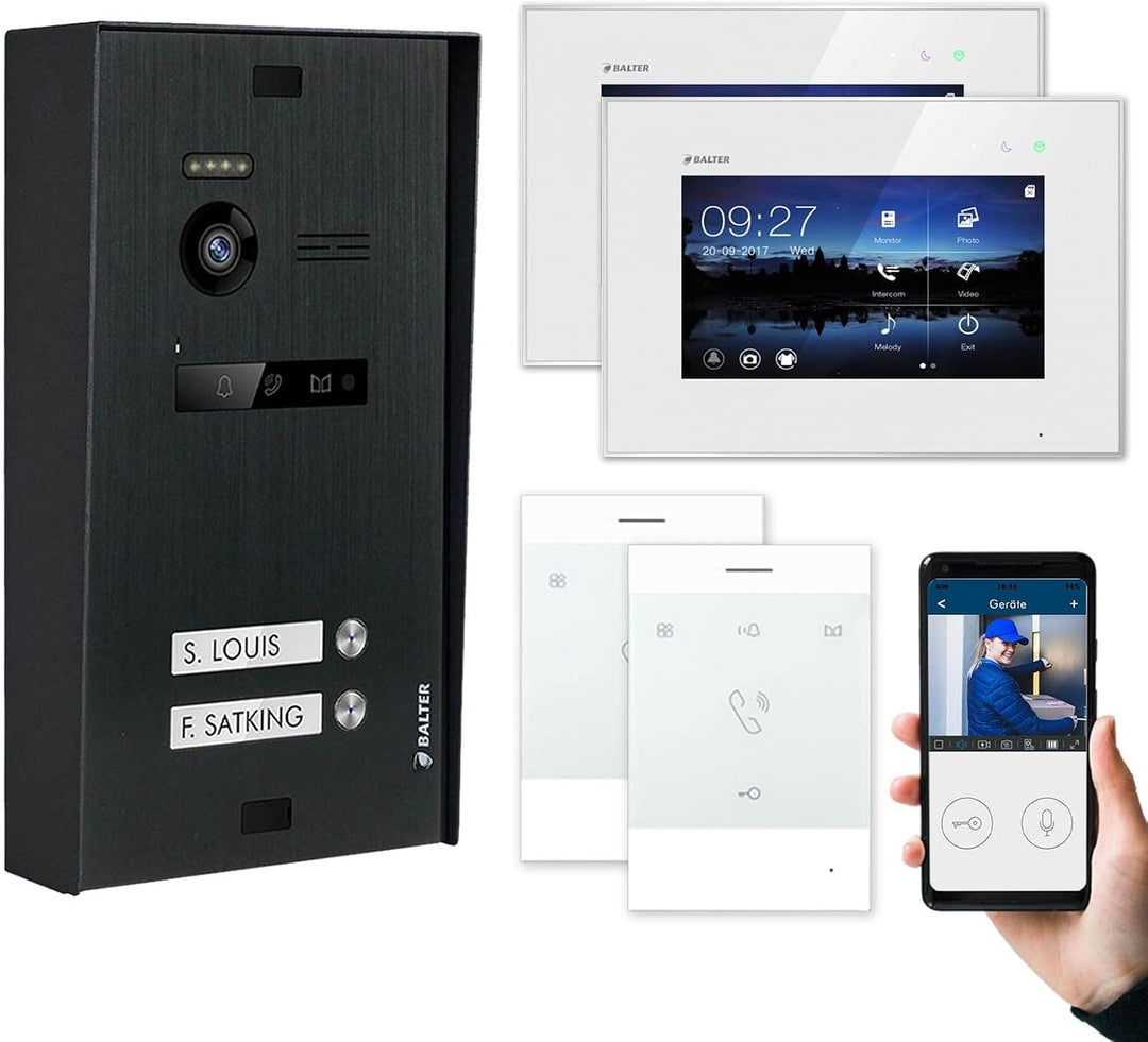 Nonic Balter EVO Aufputz Video-Türsprechanlagen WLAN Set 2 Familienhaus (1x Türstation mit Kamera Sc