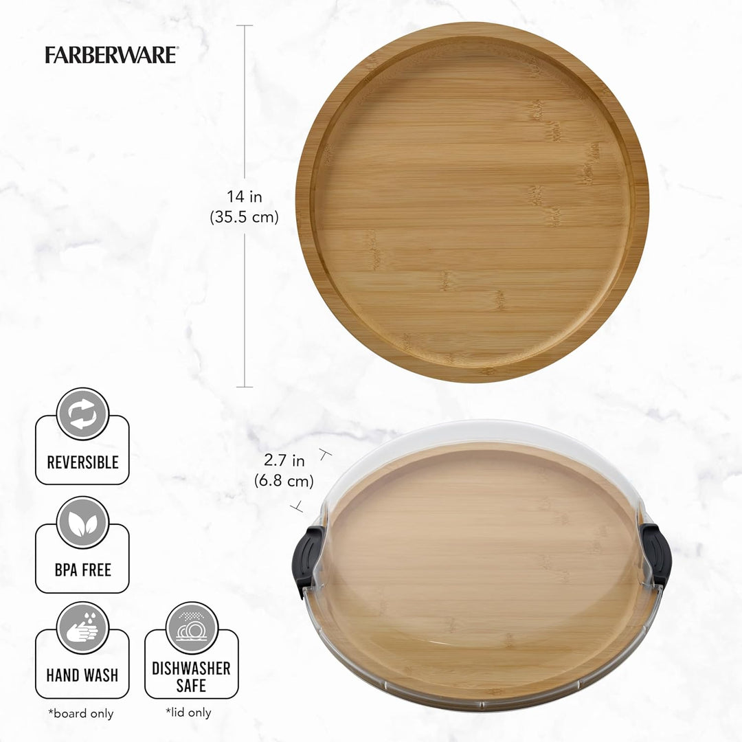 FARBERWARE Build-a-Board Schneidebrett mit Einzelfach und transparentem Verschlussdeckel für Wurst,