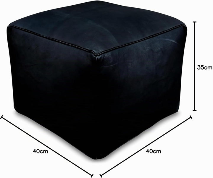 See the Good Quadratischer Leder Pouf - Handgefertigt - gefüllt geliefert - Ottoman, Sitzsack, Fussh