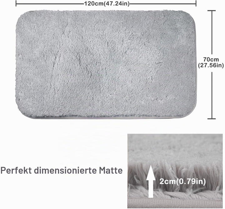 FCSDETAIL rutschfeste, Hochflor Badteppiche 70X120 cm, Maschinenwaschbare Badematte, Badvorleger mit