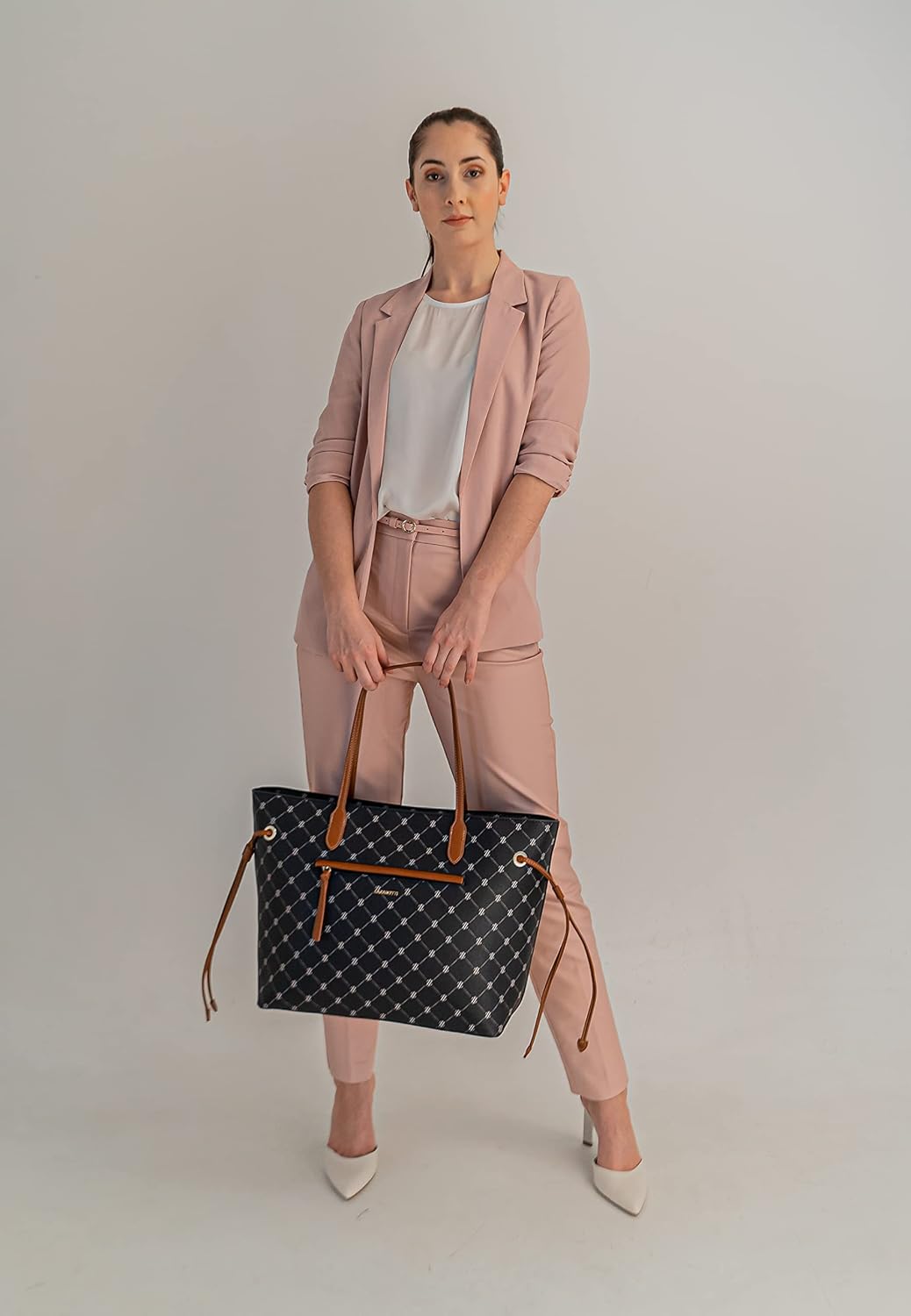 Lazarotti Palermo Shopper Tasche Damen | Tote Bag mit seitlichen Kordelzügen | XXL Schultertasche 37