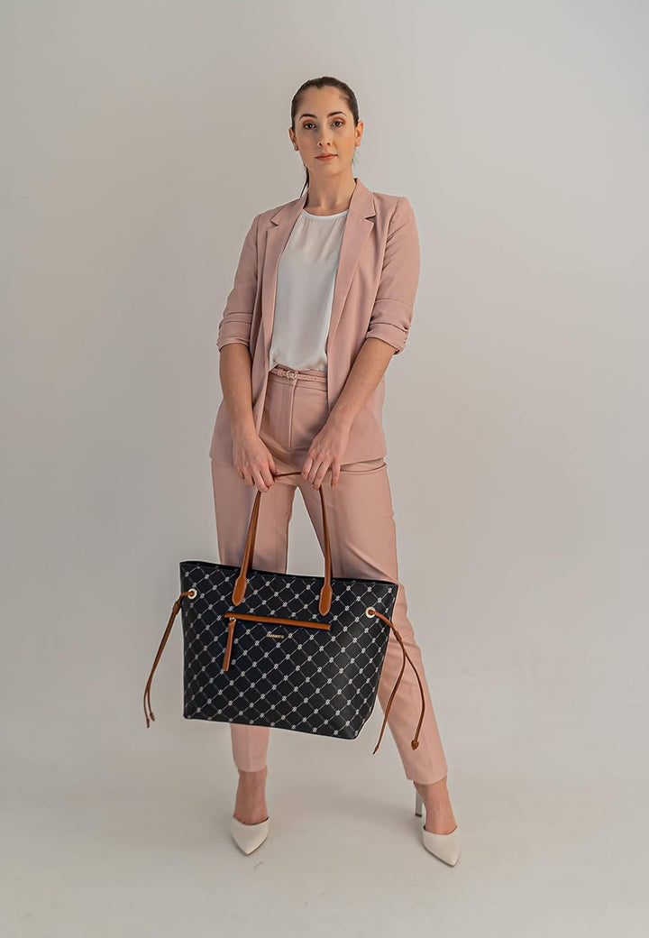 Lazarotti Palermo Shopper Tasche Damen | Tote Bag mit seitlichen Kordelzügen | XXL Schultertasche 37