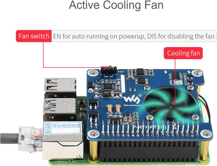 Waveshare Power Over Ethernet PoE HAT für Raspberry Pi 4 B /3B+, IEEE 802.3af/at PoE Netzwerk Standa