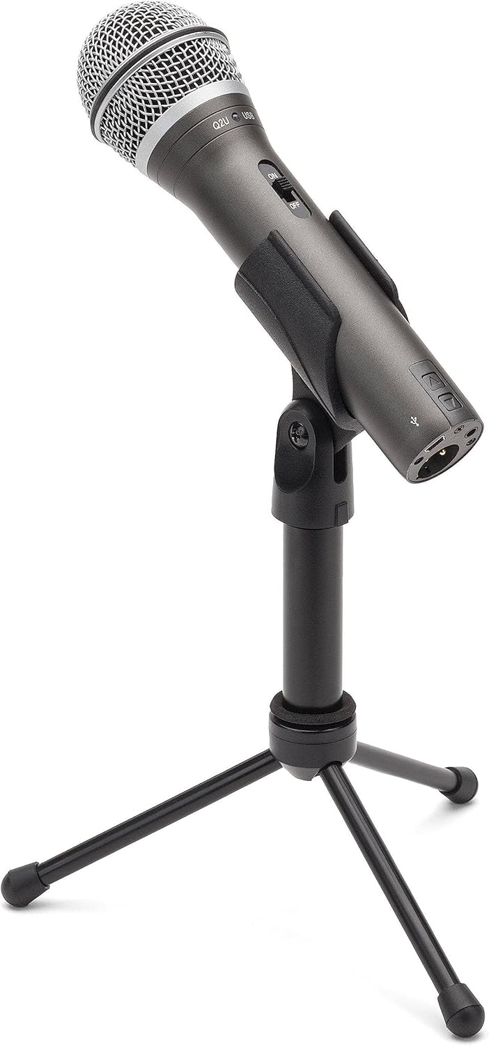 Samson Q2U Aufnahme- und Podcasting-Paket - Dynamisches USB / XLR-Mikrofon mit Zubehör, grau Single,
