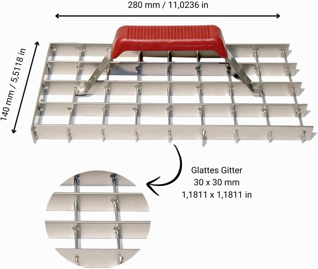 Gitterrabot, Schleifraspel, Schleifhobel, Putzhobel (glatt, Gitterweite 30x30 mm), Glatt, Gitterweit