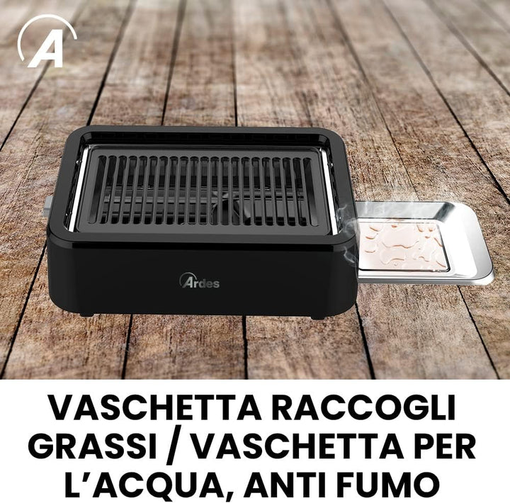 ARDES - ARGRILL01 Rauchfreier Elektrogrill GRILL AMO, BBQ, Rauchfrei, Infrarotheizung 1100 W, Tragba