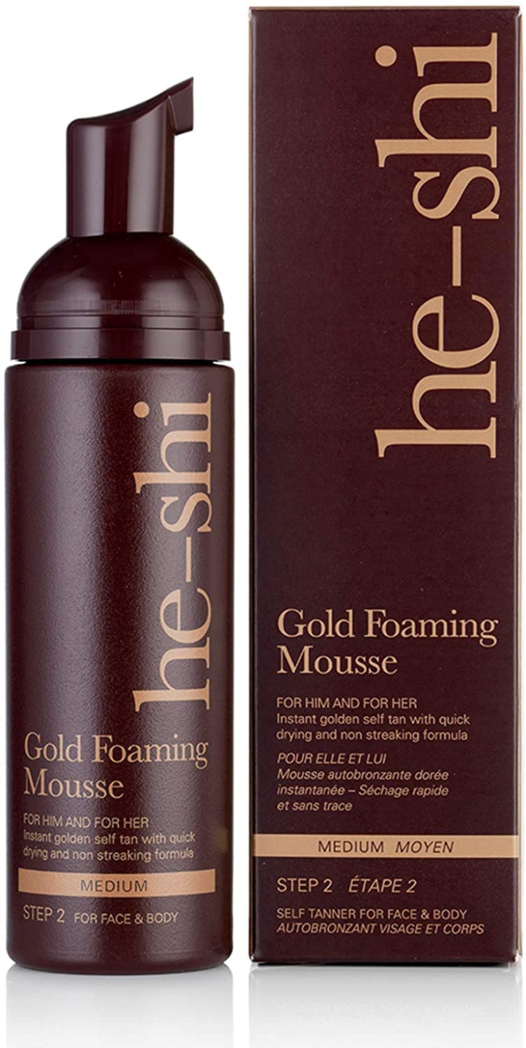 He-Shi Gold Foaming Mousse Instant Self-Tanning Foam - Kein Geruch von künstlicher Bräune - Formel f