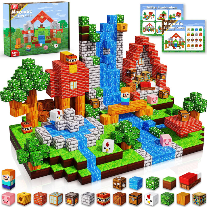 Goody King Magnetische Bausteine Bauspielzeug 100 Pcs Magnetbausteine für Kinder Montessori Kreative