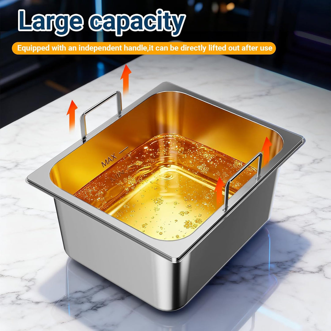 6L Gastro Friteuse mit Einzeltank & Deckel Fritteuse mit Fett 3000W, Edelstahl Elektrische Friteuse