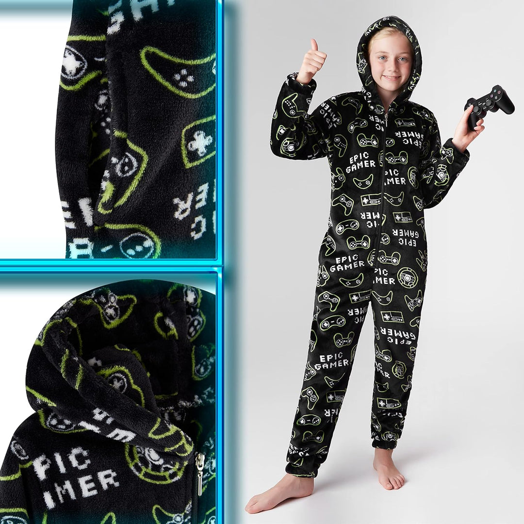 CityComfort Onesie Kinder Fleece Overall Jumpsuit Schlafanzug Jungen Mädchen Extra Weich Einteiler G