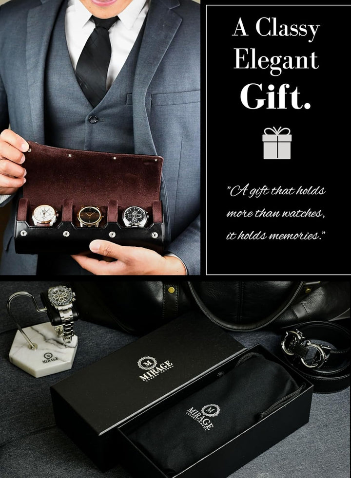 Watch Roll Case for Men - Watch Travel Case - Storage Organizer and Display - Mirage Watch Roll Case