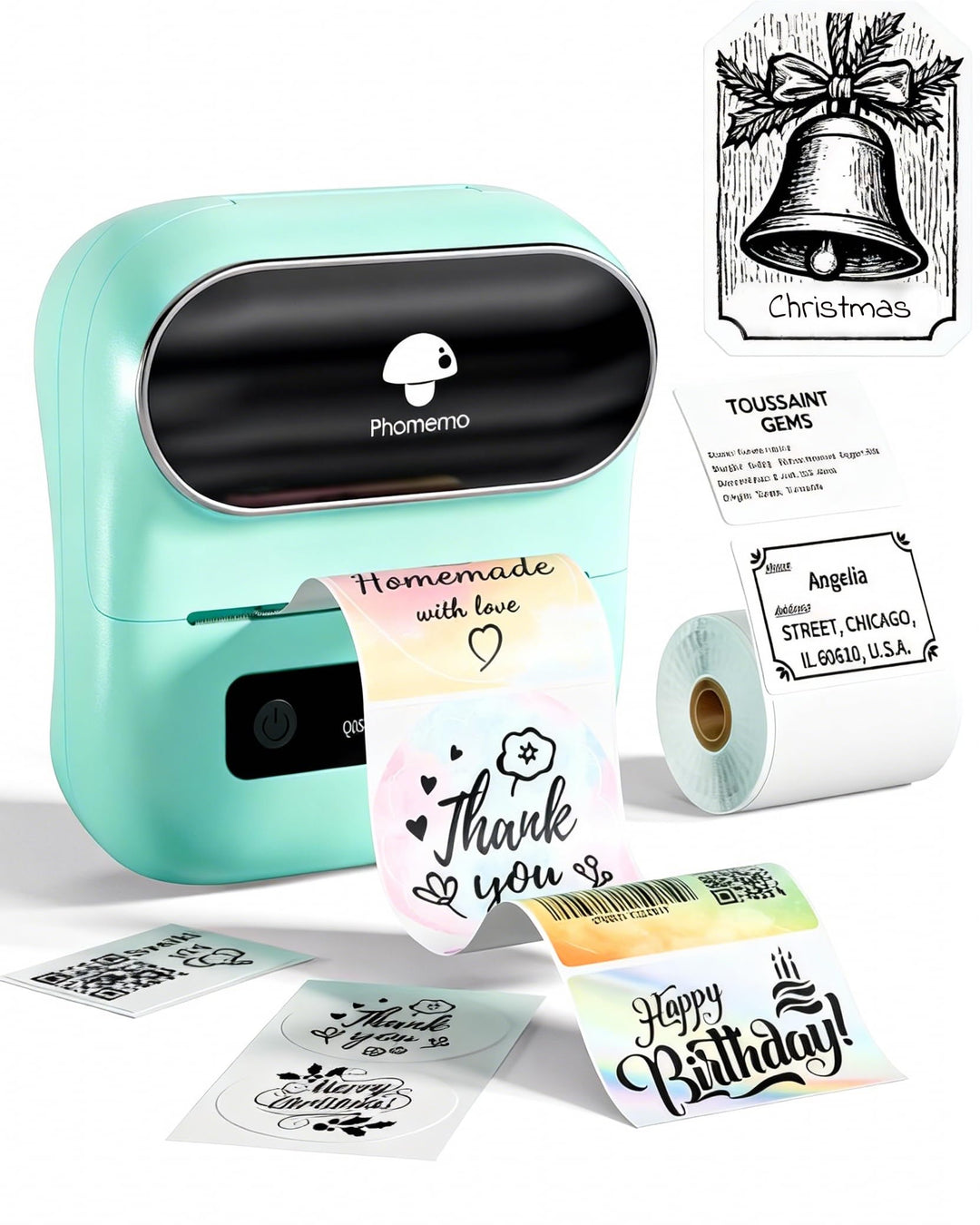 Phomemo M220 Etikettendrucker, Bluetooth Monochrom Edikettengerät Tragbarer Etiketten Drucker, Unter