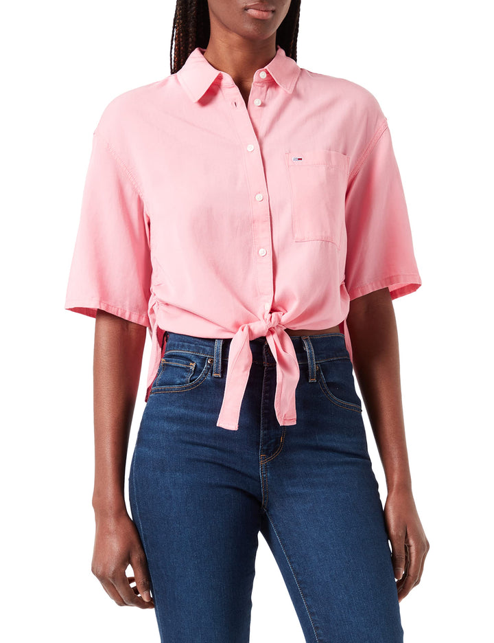 Tommy Hilfiger Damen Tjw Schnürung vorne Hemd, Fresh Pink, XS