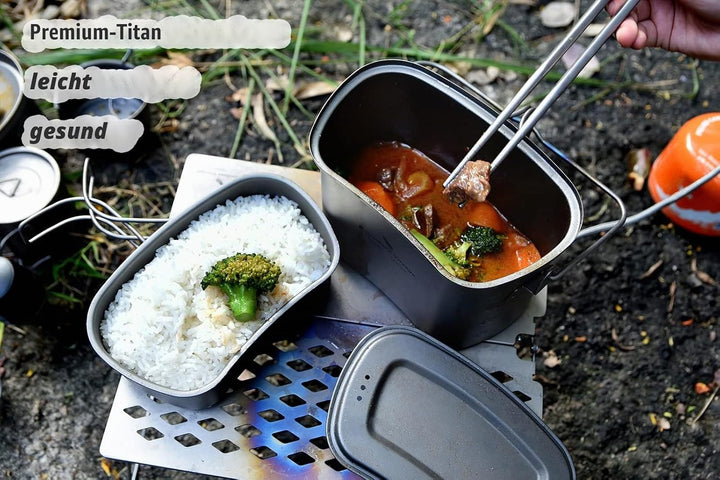 iBasingo Titan Kantine Becher Set 1500ml 600ml Outdoor Camping Kochgeschirr Tragbares Ultraleicht Ko