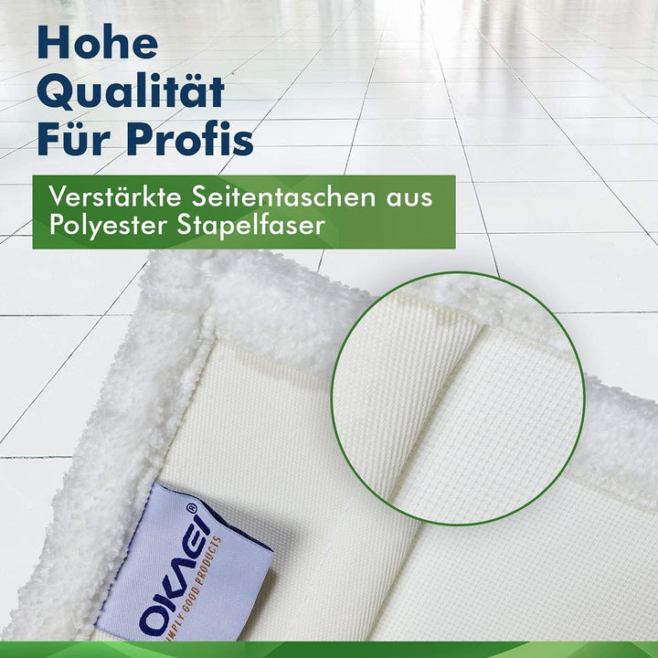 Okaei 5 Stück Wischmopp Bezug (40 cm) - Premium Bodenwischer-Wischbezug aus 100% Microfaser - Wische