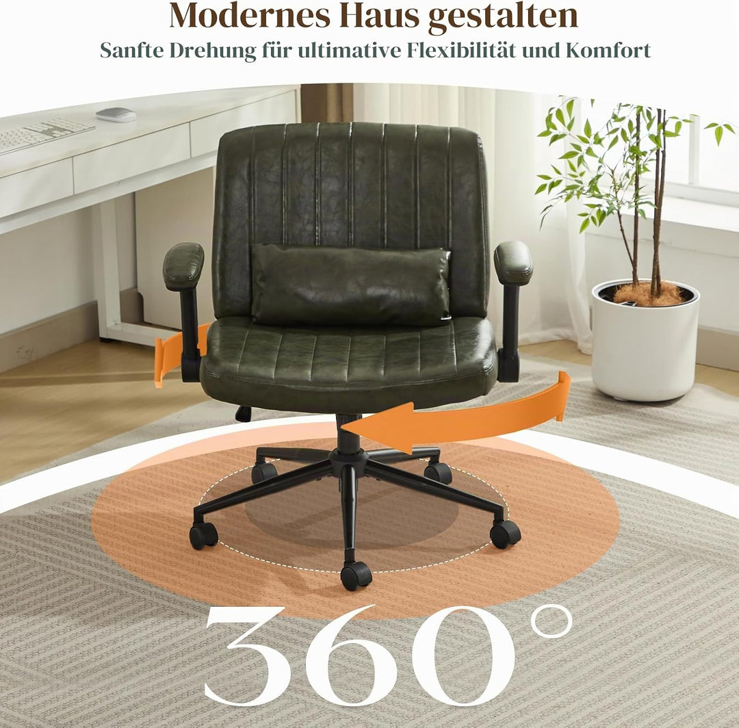 SAMERY Bürostuhl Schreibtischstuhl mit klappbaren Armlehnen, extra breiter Sitz für Schneidersitz, h