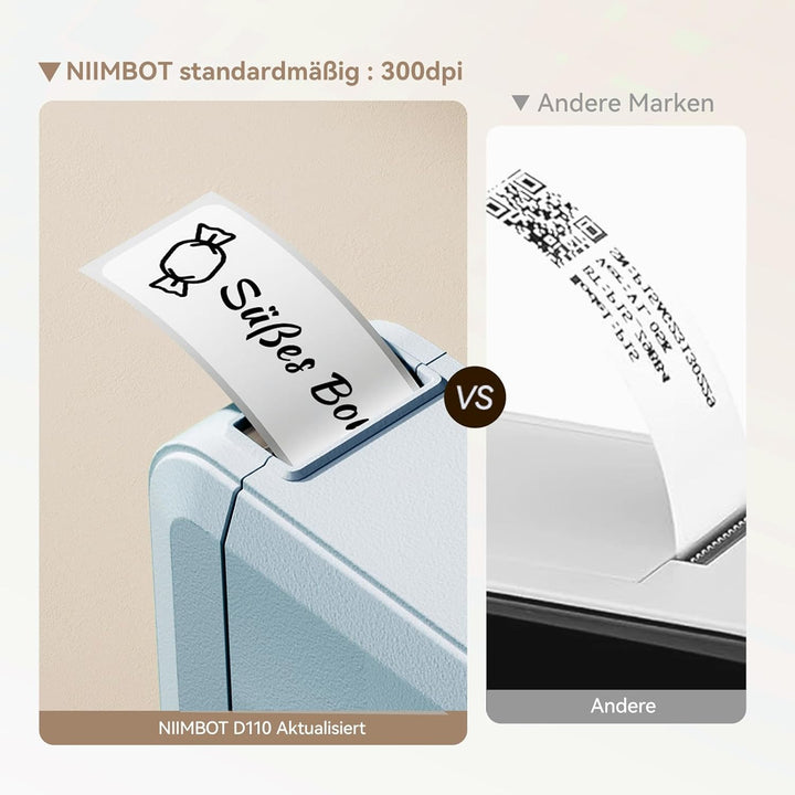 NIIMBOT Namensaufkleber Etikettendrucker, D110 Bluetooth Etikettiergerät, mit wasserdichte Etiketten