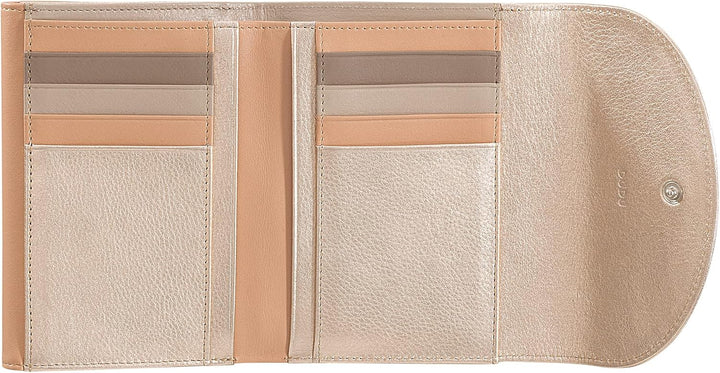 DUDU Damen-Gedldbörse Echtleder RFID mit Münzfach. Portamonnaie Farbig mit Doppelklappe Kreditkarten