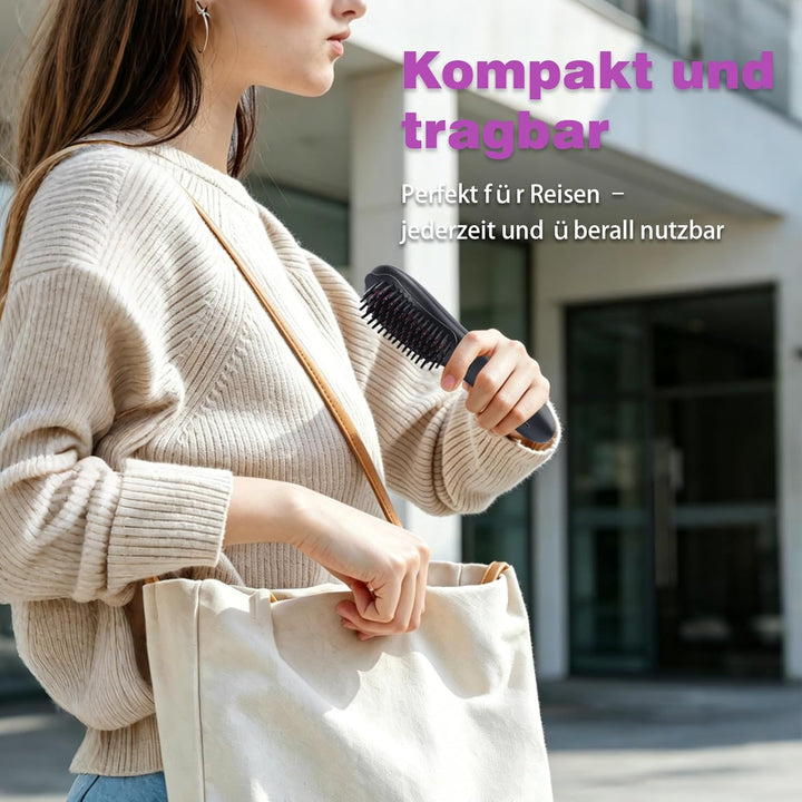 Glättbürste, Warmluftbürste für kurze Haare, Stylingbürste für kurze Haare | kabellos mit Pflegespra