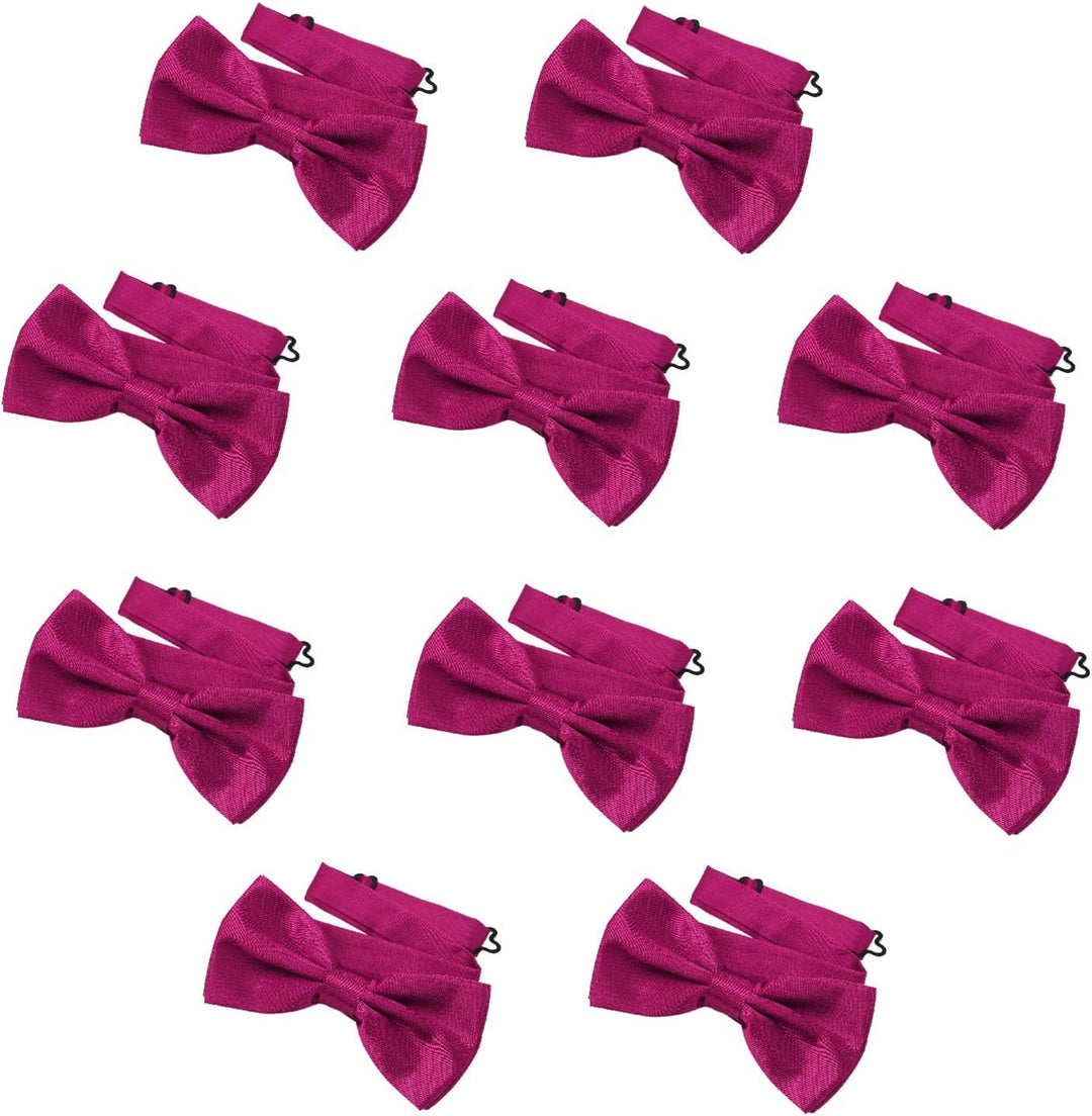 DonDon 10er Set Herren Fliege 12 x 6 cm gebunden und längenverstellbar Beere, Beere