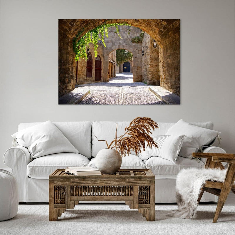 Bilder auf Leinwand 100x70cm Leinwandbild Strasse Geschichte Architektur Denkmal Gross Wanddeko Bild