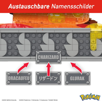 MEGA Pokémon Actionfigur Bauspielzeug für Erwachsene, zusammenbaubares, bewegliches Glurak mit 1664