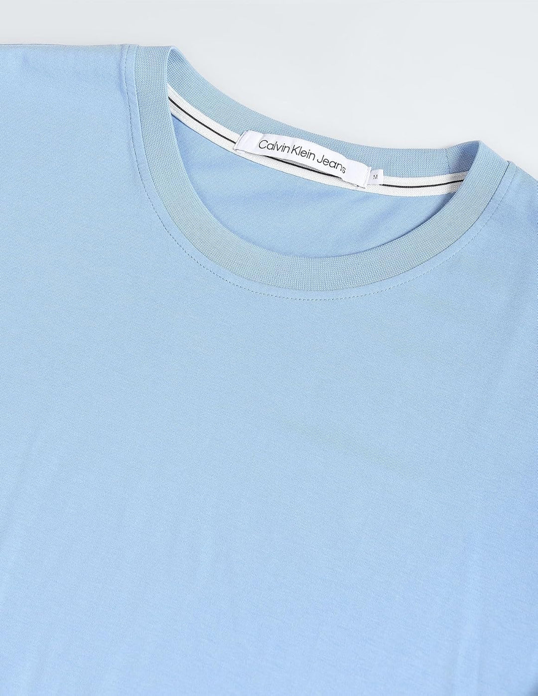 Calvin Klein Herren T-Shirt Kurzarm Badge Turn Up Sleeve Rundhalsausschnitt XXS Blau (Dusk Blue), XX