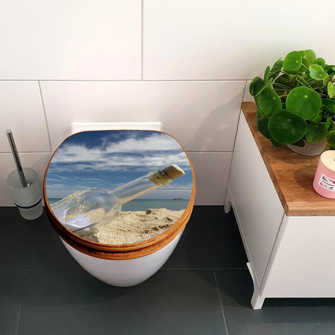 banjado Design WC Sitz Bambus Absenkautomatik 45,8x37,5cm - Toilettendeckel mit Absenkautomatik Holz