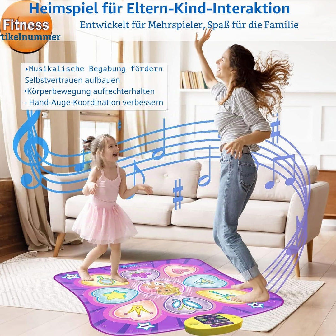 SUNLIN Tanzmatte Spielzeug Geschenk für Mädchen von 3 4 5 6 Jahren, Tanzunterlage mit LED-Lichtern,