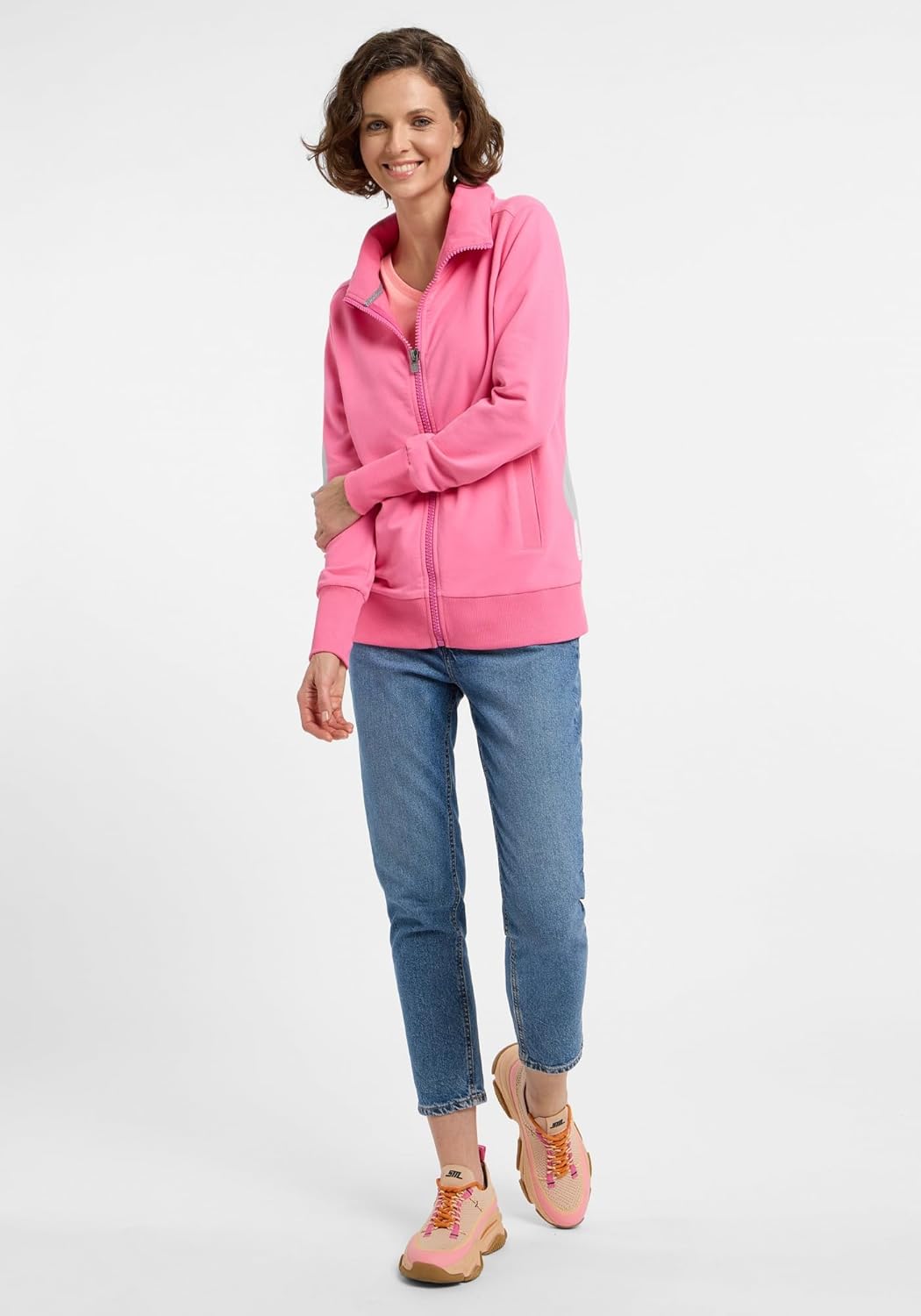 Elbsand Alvis Damen Sweatjacke mit hohem Kragen, Zip-Jacke, Reissverschluss, Regular Fit S Soda Pink