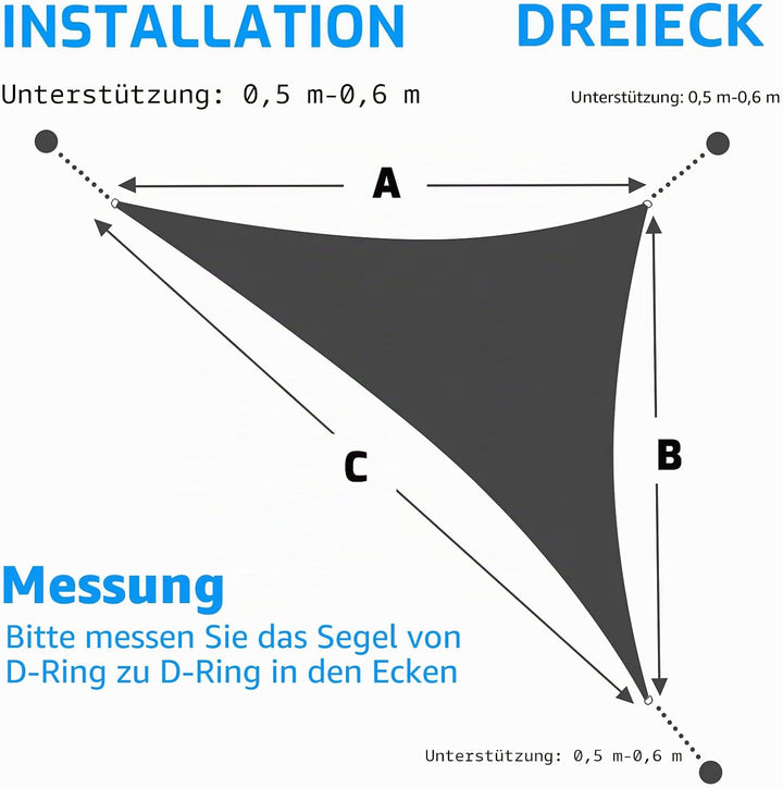 swift Sonnensegel Wasserdicht Dreieckig 3x3x3 Meter UV Schutz Polyester Wasserabweisend Dreieck 3x3x