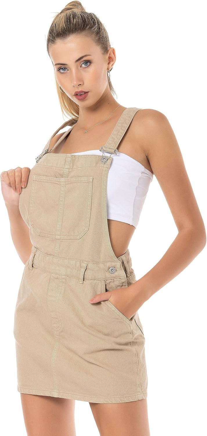 Red Bridge Damen Jeansrock kurzer Rock Overall Latzhose XL Beige, XL Beige