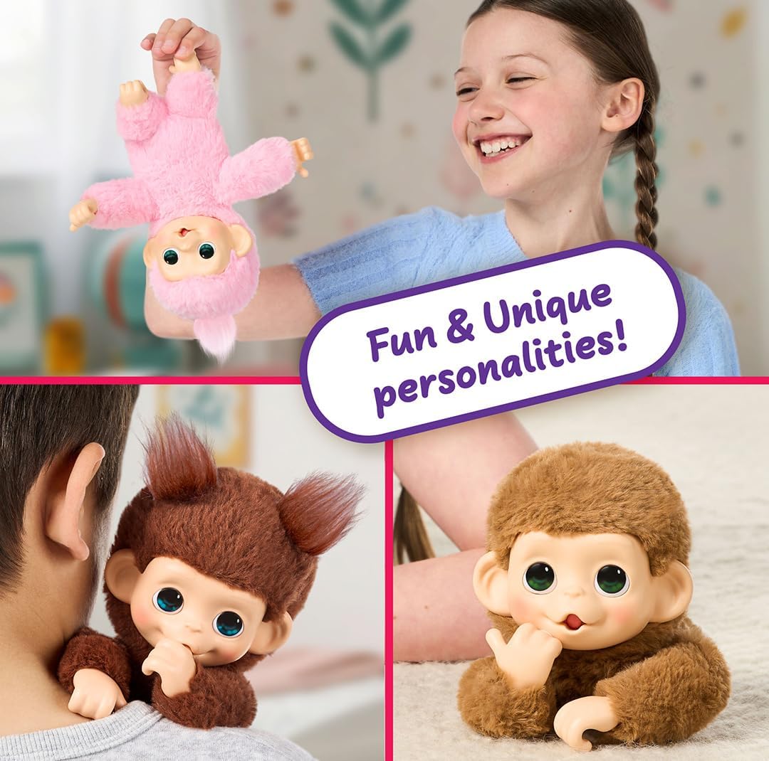 Little Live Pets Baby Monkey Minis – interaktiver Plüschaffe Luna Lemon mit über 20 realistischen Ge