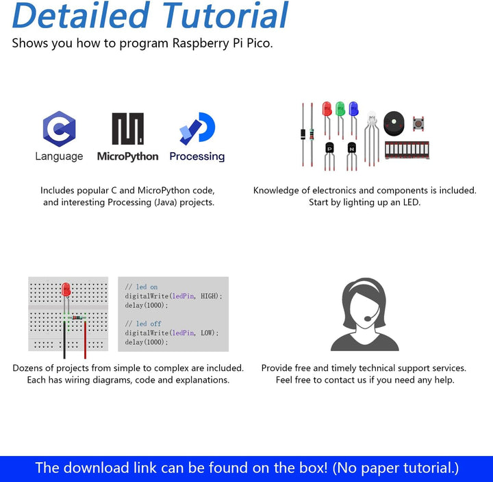 Freenove Super Starter Kit for Raspberry Pi Pico W (Included), Dual-core Arm Cortex-M0+ Microcontrol