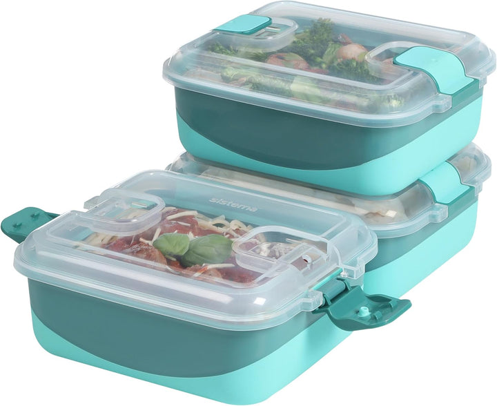 Sistema Heatables Microwave Food Containers | 1L | Leakproof Meal Prep Containers with Lids | 3 Coun
