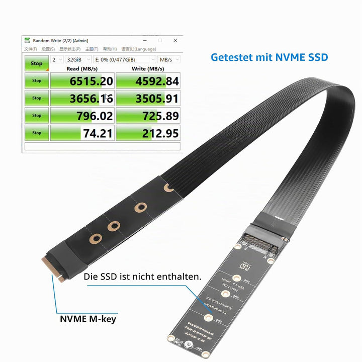 GINTOOYUN NGFF M.2 M-KEY NVME Erweiterung 40 CM PCIe 3.0/4.0 M.2 NVME/NGFF SSD Ribbon Flex Kabel für