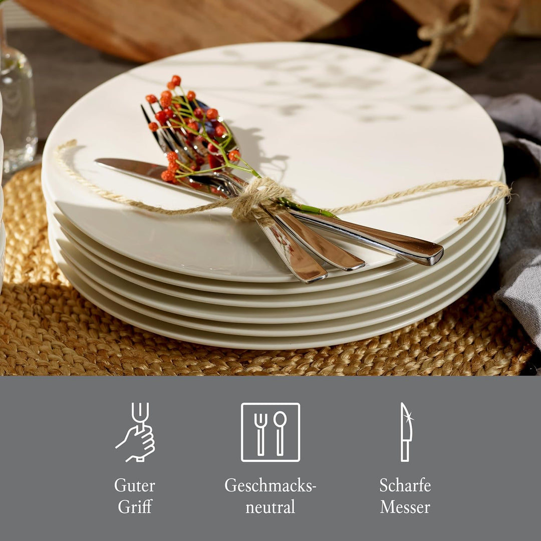 vivo by Villeroy &amp; Boch – Voice Basic Tafelbesteck 30 teilig, 6 Personen, spülmaschinenfest, rostfre