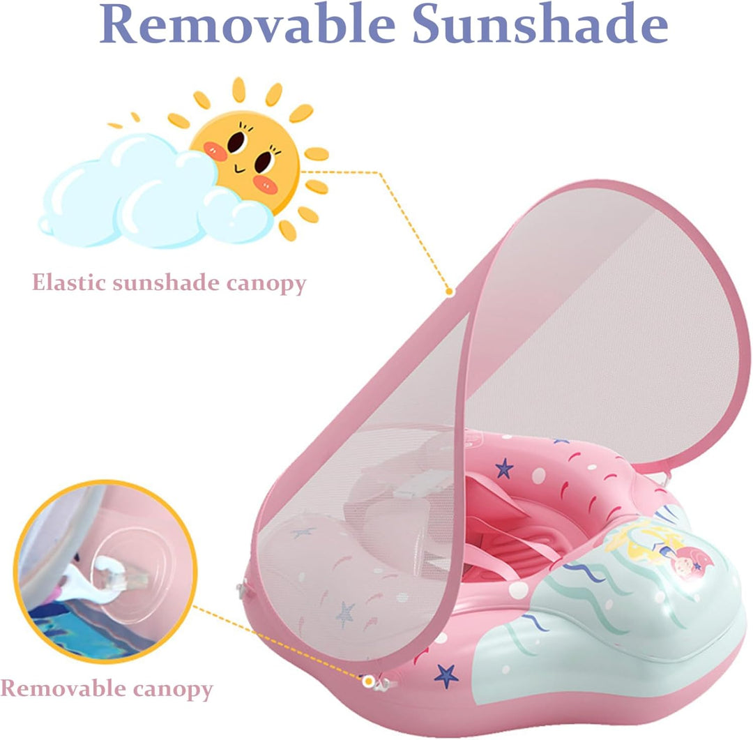 Babyschwimmer mit Baldachin, aufblasbarer, Rutschfester, Verstellbarer, sicherer Babyschwimmschwimme