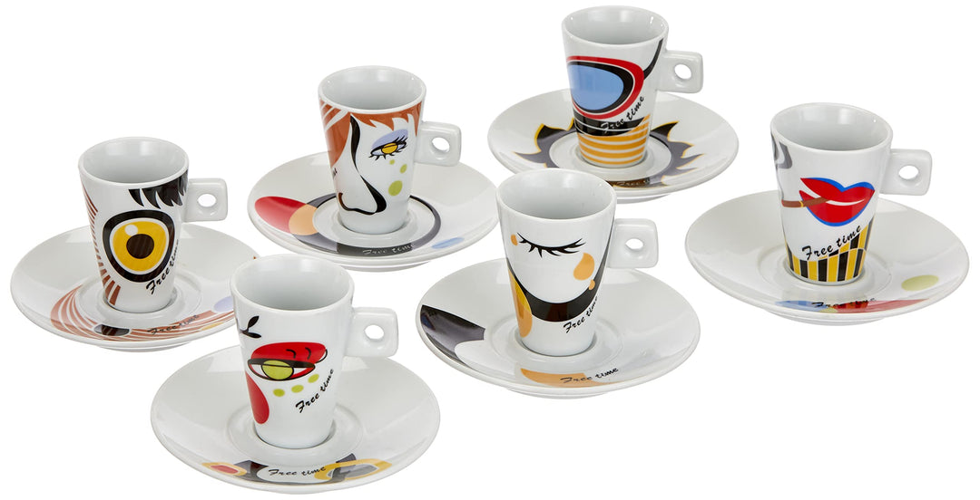 Zeller, Porzellan, Espressotassen Set 12-teilig Faces, Dekor, Weiss, Weiss