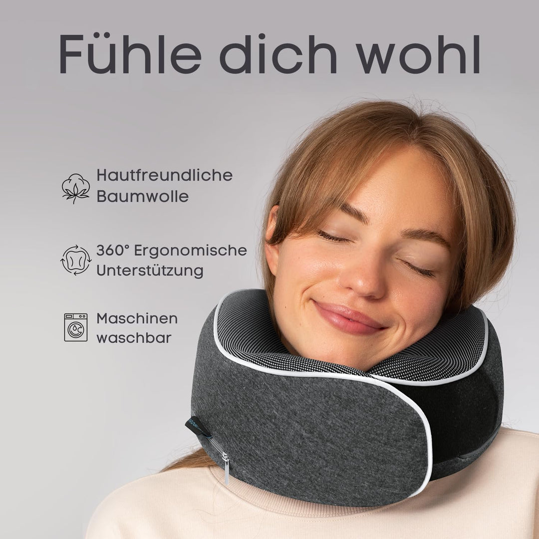 Proglobe Nackenkissen Flugzeug, Reisekissen 100% Memory Foam, Orthopädisches Nackenhörnchen, Für Rei