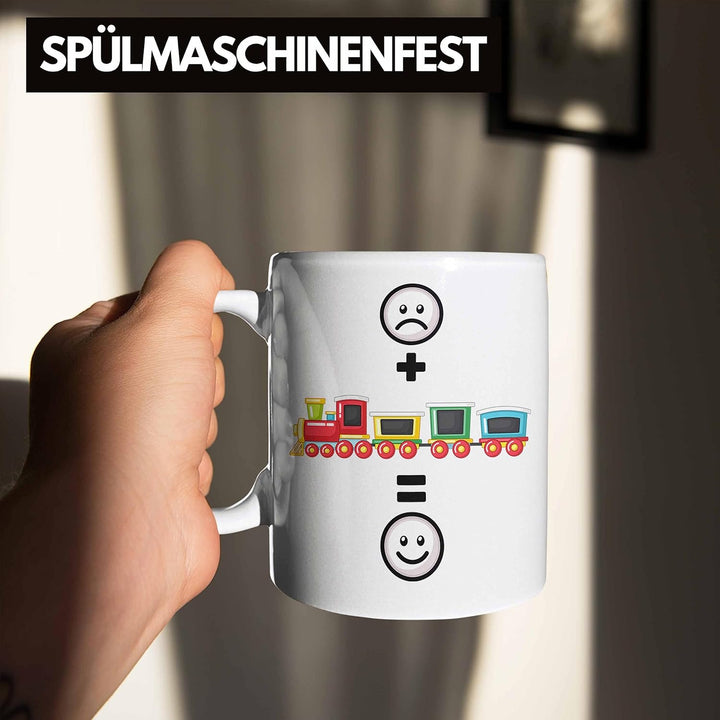 Trendation - Eisenbahn Tasse Geschenk für Eisenbahner Modelleisenbahn :(+ Eisenbahner = :) Lustige G