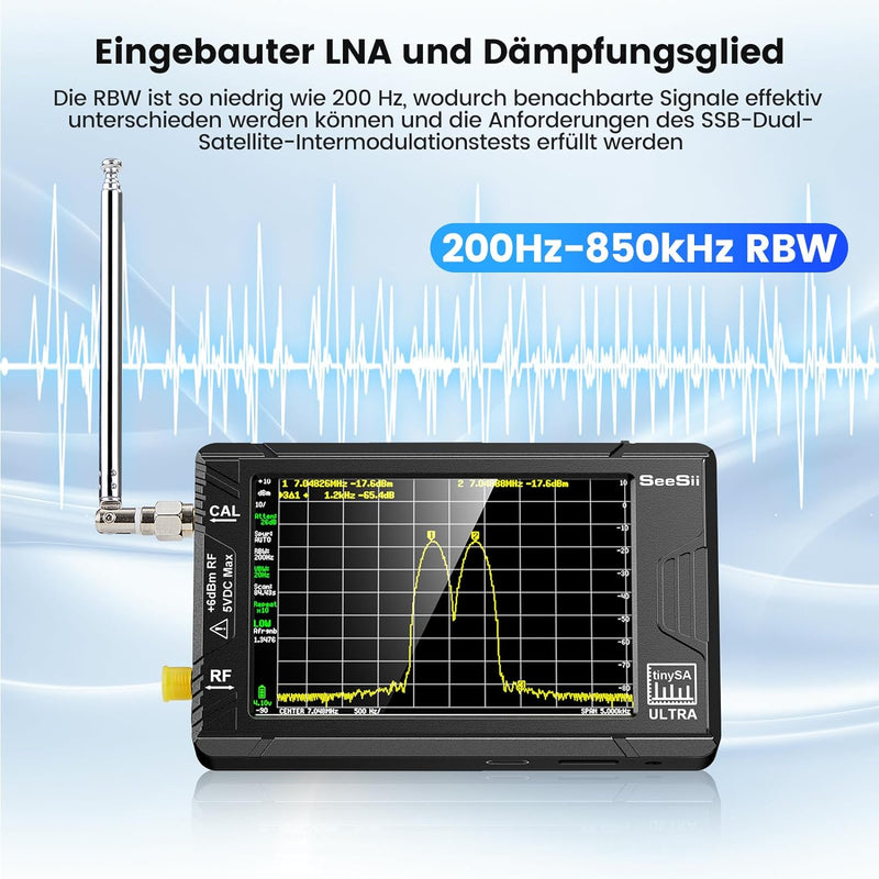 Seesii TinySA Ultra Spektrumanalysator, 2023 Aufgerüsteter Handheld-Frequenzanalysator 4,0&