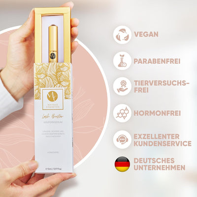 Mavelle Lash Booster | Wimpernserum Testsieger [Hormonfrei & Vegan] Schnelle Wirkung für lage, dicht